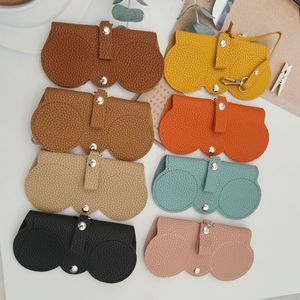 Manufacturer Custom logo Simple Fashion Storage <strong>Sunglasses</strong> Case Portable Retro Handmade PU Leather Glasses <strong>Bag</strong> <strong>with</strong> Strap Chain - Product Image 1