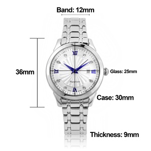 Full Pure Silver Elegant Luxury Quartz Wrist Watch Women - Product Image 2