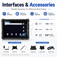 Tablette Android robuste pour le travail sur le terrain, travaux de construction en extérieur, 10 pouces, IP65, 10000 mAh, 8 Go, 128 Go, 5G, WiFi, NFC, OEM personnalisé