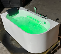Baignoire autoportante de luxe en acrylique intelligente pour appartement/villa, capacité 1 personne, multifonctionnelle avec cascade et remous.