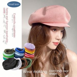 Wholesale Spring Summer New Arrival Outdoor Breathable Knitted Sun <b>Hat</b> Women Men Newsboy Cap Polyester Beret <b>Hats</b> - Product Image 5