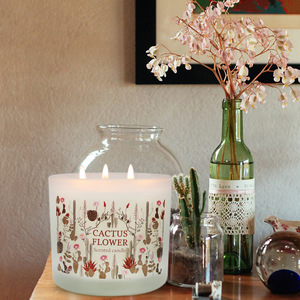 Bougie artificielle costume de <span class=keywords><strong>CACTUS</strong></span> <span class=keywords><strong>fleur</strong></span> de soja 100% biologique, 14.6oz, 3 brin, étiquette privée, odeur, longue durée 125H, cadeaux pour la maison, offre spéciale - Product Image 2