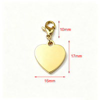 Pendentif en forme de cœur en acier inoxydable poli miroir, gravable, avec fermoir mousqueton, pour vente en gros