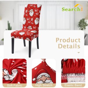 Fundas para sillas con temática de Papá Noel para celebración festiva, gorros para sillas de comedor estirables personalizados, gorros para sillas lavables extraíbles - Product Image 3