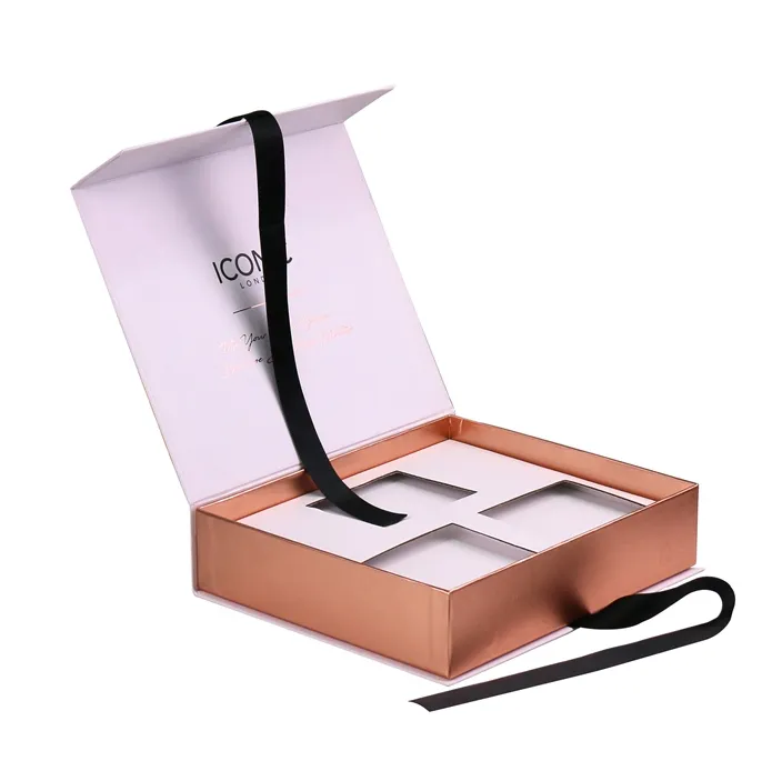 Scatola magnetica regalo con nastro di cartone di lusso bianco e dorato per l'imballaggio di cosmetici con il miglior prezzo