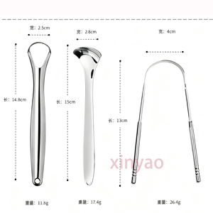 Pembersih pengeruk lidah logam besi tahan karat 100% 304 Logo kustom Scrubber mengurangi bau mulut untuk perawatan mulut higienis untuk dewasa - Product Image 3