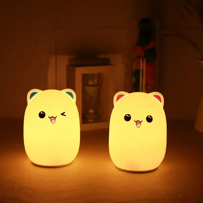 Home Decoration Multiple Color Cute Bear Led Night Light Silicone Table Lamp Baby Gift Sets