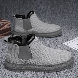 Bottes courtes décontractées chaudes à tige haute pour hommes, collection automne-hiver 2022, chaussures de mode Joker en coton - Product Image 3