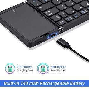 B089T Foldable Keyboard Wireless Bluetooth Universal Mini Folding Wireless Keyboard for Tablet <b>Mouse</b> Touchpad for PC - Product Image 4