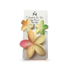 Pinzas para el Cabello con Diseño de Flor de Huevo en Degradado de Dos Tonos, 10 cm, Moda Femenina, Plástico, Embalaje de Cartón Informal - Product Image 1
