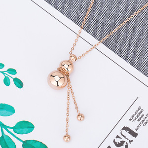 Collier pendentif boule en acier inoxydable pour femme, design géométrique, plaqué or 18 carats, chaîne de clavicule, bijou cadeau - Product Image 2