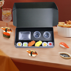 Caja de embalaje de sushi para llevar Caja de sushi para llevar Embalaje de pan de comida Tablero de marfil con división Tamaño personalizado Impreso Desechable - Product Image 6