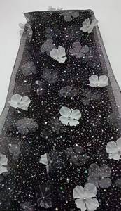 3 D Tissu en dentelle douce Fleur perlée Paillettes métalliques Tissu en maille pour robe jupe - Product Image 6