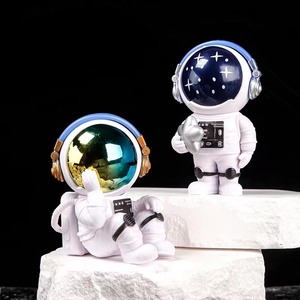 Astronaut Cake Toppers PVC Set Starry Blue Electroplated Reusable Birthday Party Decorations - Product Image 4