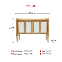 INNOVA HOME Meuble console de rangement 4 portes en bois massif, style ferme blanc antique sculpté, pour entrée, salle à manger, appartement, hôtel, salon