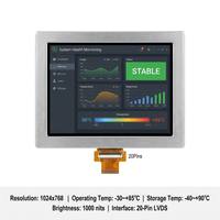 Layar LCD IPS TMK 12.1" 1024x768 LED Backlight LVDS -30~+85 Ultra Wide Temp 1000 Nits Terbaca di Bawah Sinar Matahari Embedded JD9168S-M1