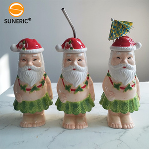 Wholesale Custom Logo Home Party <strong>Bar</strong> <strong>Accessories</strong> Nolelty Hawaii Wine Shot Cup With Lid Ceramic Santa Christmas <strong>Tiki</strong> Mug - Product Image 1