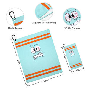 Juego de Regalo de Golf de 2 Piezas, Toalla de Golf con Clip, Diseño de Emojis Azules, Toalla de Golf Personalizada - Product Image 3