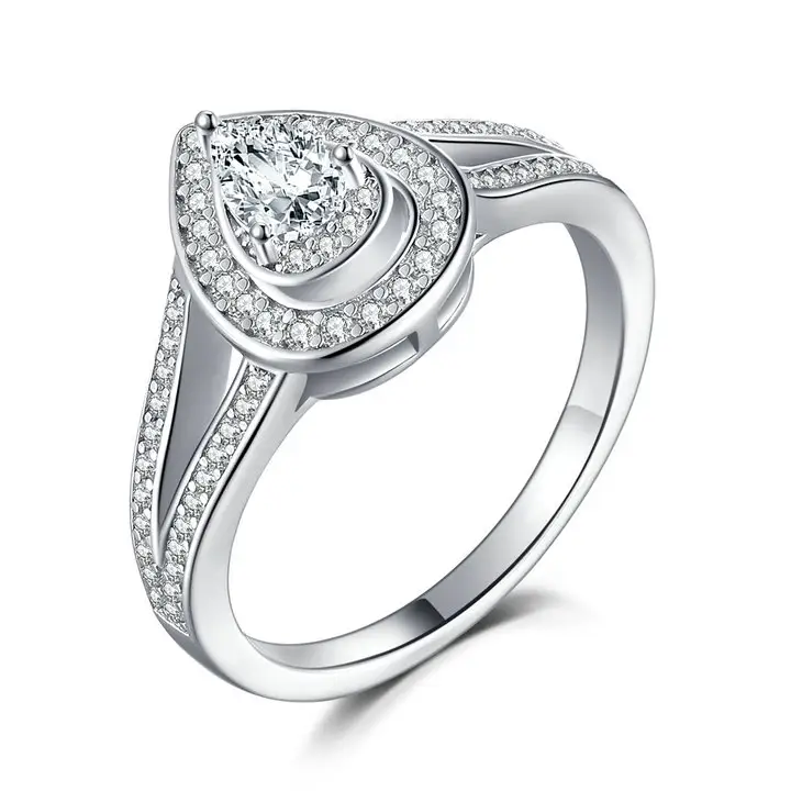 Gioielli di moda anello di fidanzamento a forma di pera anelli 925 in argento Sterling a forma di pera