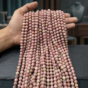 Perles facettées en rhodonite naturelle, pierres roses, perles rondes en vrac pour la fabrication de bijoux, bracelets et colliers - Product Image 2