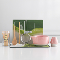 Ensemble de thé matcha japonais en céramique verte personnalisé OEM ODM, 8 pièces, bol à matcha, kit de cérémonie du thé, fouet en bambou, boîte cadeau