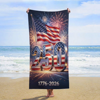 Serviette de plage en microfibre surdimensionnée, motif drapeau 250e anniversaire, séchage rapide, résistante au sable, légère et très absorbante – Vente en gros