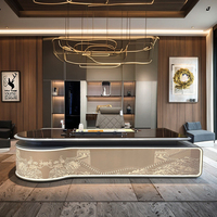 Bureau de direction moderne extensible en bois de noyer de luxe avec tiroirs de rangement, mobilier commercial haut de gamme, montage au sol