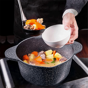 JEETEE Série Marbre 6 pièces Ensemble de casseroles et de plats de style allemand en aluminium moulé sous pression antiadhésif Induction avec couvercle en silicone - Product Image 6