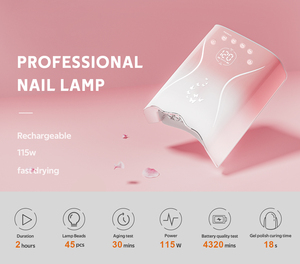 Máy làm móng điện Pretty Pink Series 60W, sạc lại được, 35000 vòng/phút, không chổi than, bộ máy mài móng, máy khoan móng - Product Image 6