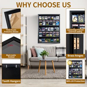 Uv-bảo vệ lớn dọc màu đen có thể khóa thẻ hiển thị trường hợp 35 khe cắm phân loại thể thao kinh doanh thẻ bóng hộp khung có tính năng động vật - Product Image 4