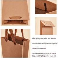 Sacs cadeaux en papier kraft brun écologiques personnalisés avec logo imprimé, vente en gros d'usine, pour bougies artisanales, 2 bouteilles de vin, sac en papier avec corde en coton