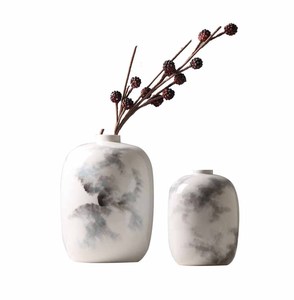 Vase en céramique à gros ventre, style chinois moderne simple et zen, nouveau style créatif, motif d'encre, vente en gros - Product Image 6
