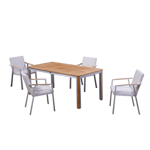 Comercial de lujo patio de aluminio de los muebles de mesa de <span class=keywords><strong>comedor</strong></span> al aire libre y sillas con madera de <span class=keywords><strong>teca</strong></span> - Product Image 3