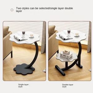 طاولة قهوة شاي مزدوجة فاخرة وحديثة من بتلات الزجاج لتناول الطعام في غرفة النوم أريكة بجانب السرير-بالجملة - Product Image 3