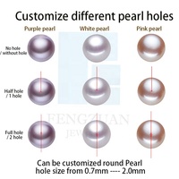 Perles de culture FENGZUAN, 2-12 mm, perles d'eau douce naturelles, rondes, blanches, demi-percées, pour la fabrication de bijoux, perles en vrac