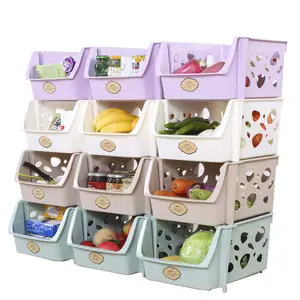 Mall Stapelbaar Plank Rekken Unit Plastic Storage Rack/Keuken Doos/Badkamer Manden Met Handvat