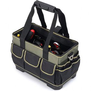 Free Sample Heavy Duty <b>Tool</b> <b>Tote</b> <b>Bag</b>, 600D Reinforced Material Electrician <b>Tool</b> <b>Tote</b> <b>Bag</b> with Open Top, Steel Handle and - Product Image 5
