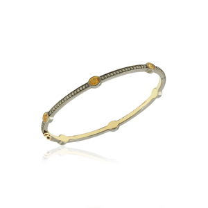 กำไลข้อมือเงินและทองประดับเพชรและไพลินสีเหลืองสไตล์อาร์ตเดโค - Product Image 3