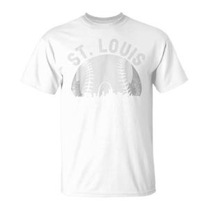 Camiseta St Louis Baseball Skyline blanca para adultos unisex - Product Image 1