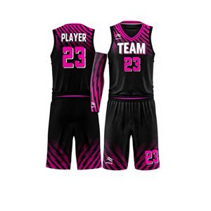 Uniformes de basket-ball sans manches en polyester 100% respirant, avec impression par transfert thermique et broderie personnalisées - Product Image 1