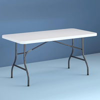Table pliante portable en HDPE Offre Spéciale 6ft 180cm Table de mariage pour événement en plein air Table de pique-nique pliante en plastique blanc rectangulaire