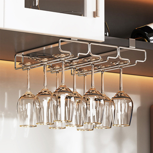 Support mural pour <span class=keywords><strong>verres</strong></span> à vin rouge, sans perforation, pour <span class=keywords><strong>verres</strong></span> à <span class=keywords><strong>pied</strong></span> haut, rangement pour armoire, usage domestique, en acier au carbone, résistant à la rouille, facile à installer - Product Image 2