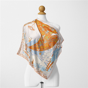 Conjunto de Regalo de Tela Elegante con Pañuelo Estampado, Antifaz, Bolso Naranja, Lazo Azul, Diseño Exquisito para Mujer, Día de la Madre y San Valentín - Product Image 5
