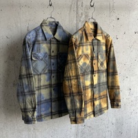 Veste en jean vintage à motif à carreaux effet tie-dye, veste en jean streetwear épaisse pour hommes, vente en gros B2B ODM