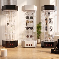 Vitrine rotative en acrylique pour montres avec éclairage LED, verrouillable, présentoir de comptoir, vitrine de vente au détail à 360°, logo personnalisé, fabrication OEM