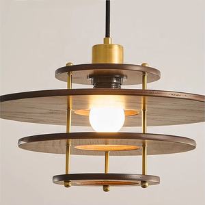 תליון תאורה פנימית מעץ יפני נוציק עיגול E27 מנורת תלייה לחדר אוכל אור שולחן בר - Product Image 4