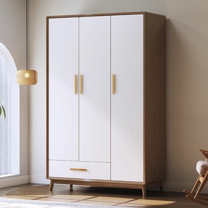 Shulin Furniture <b>Solid</b> <b>Wood</b> <b>Wardrobe</b> Nordic Style Three Door Large Capacity Storage Cabinet For Bedroom - Product Image 4