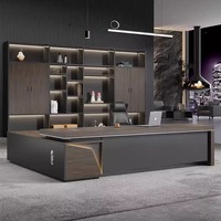 Combinaison de chaise de bureau de bureau du patron Meubles de luxe modernes simples Bureau du président de grande classe en chêne clair Utilisation scolaire à domicile