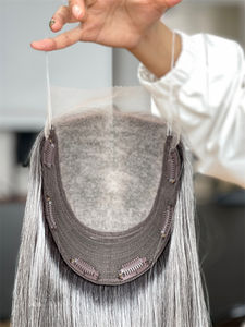 2026 Topper Lace Front 8*8 Gris Argenté, Couleur Mélangée, Densité Minimale, Style Lisse pour Femmes Âgées - Product Image 3