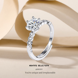 Bague en moissanite pour femme, 1 carat, sertie de griffes hexagonales, bijoux de fiançailles - Product Image 1